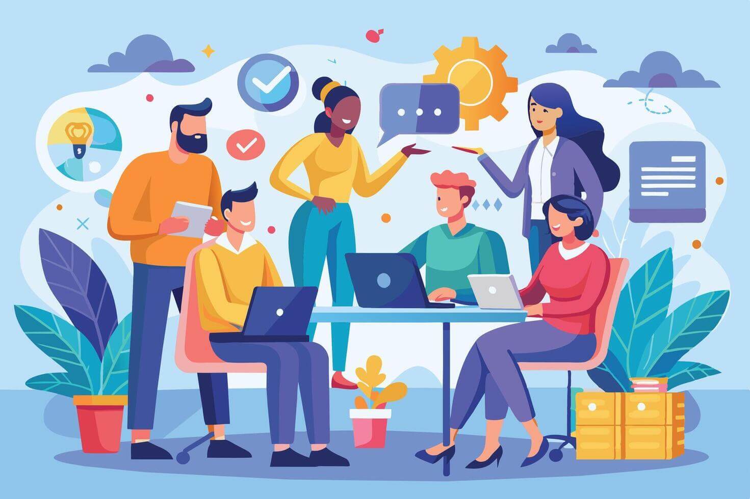 A team of diverse professionals collaborating