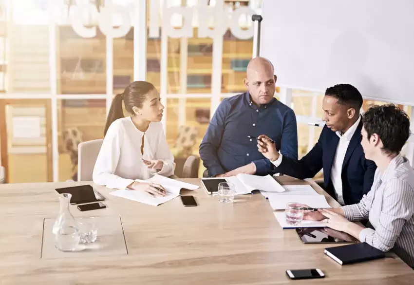 A team collaborating with passion