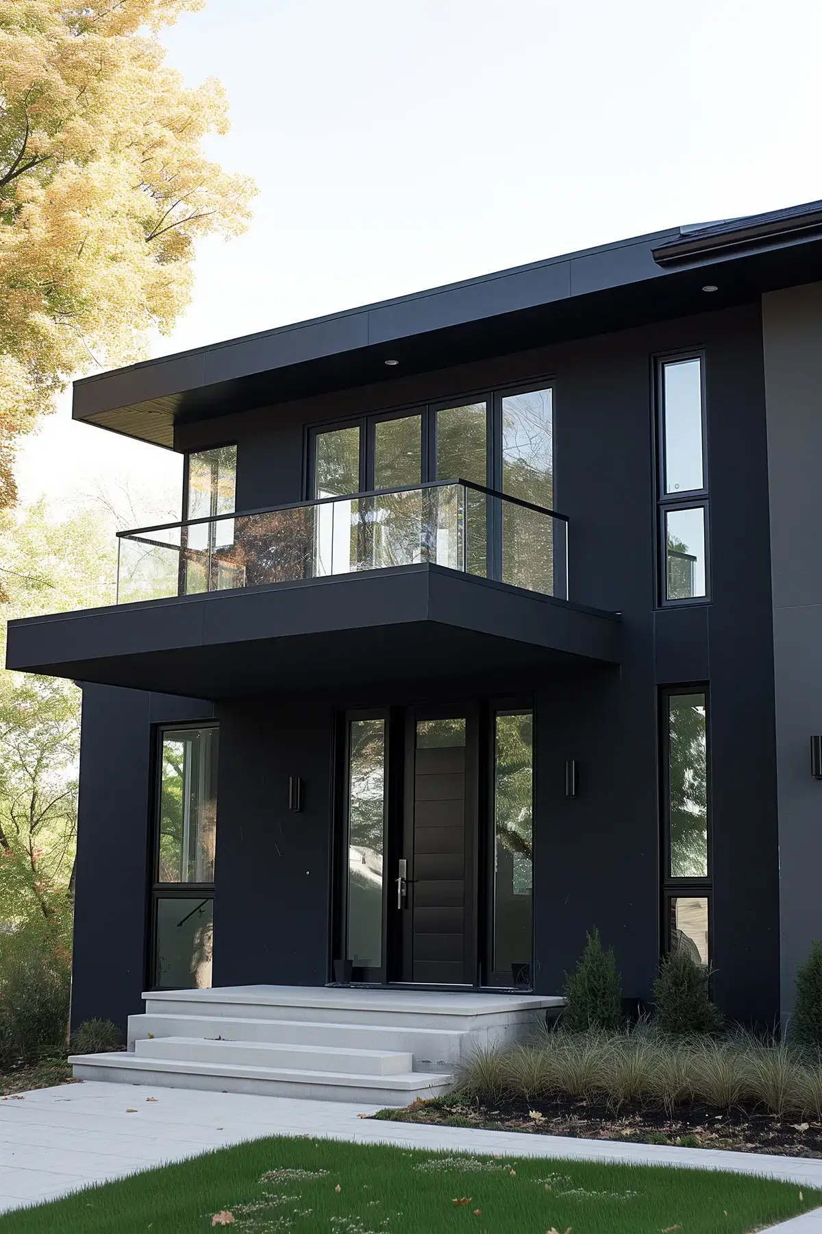 The exterior of a modern house with a clean paint job
